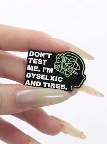 1pc Funny Dyslexic Frog Pin - 'DYSLEXIC WITH TICE NITS' - Cute Learning Difference Awareness - Multicolor - View 9