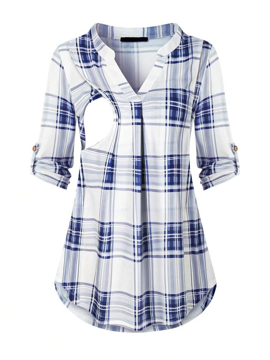 tooluck Nursing Tops For Breastfeeding Maternity 3/4 Rolled Sleeve Breastfeeding Shirts For Women - Bộ đồ 2 - Xem 1