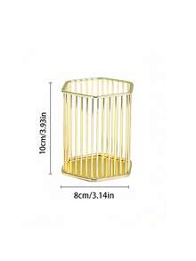 Nordic Style Gold Storage Pen Holder, Makeup Brush Storage Pen Holder, Makeup Brush Storage Rack, Suitable For Dressing Table Countertops, Bathroom Countertops, Storage And Organization - Gold - View 16