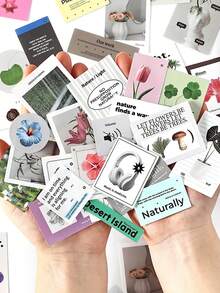40 miếng/gói hình dán bắt mắt, họa tiết cây cối tối giản, thích hợp để trang trí nhật ký học sinh, làm sổ lưu niệm tự làm, dán kín - Nhiều màu - Xem 1
