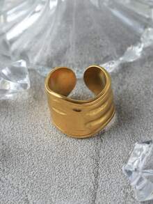1pc Gold Vintage Style Versatile Elegant Chic Exaggerated Fashion Unique Delicate Design Decorative Fencing Crown Ring, Suitable For Female, Graduation Gift, Thanksgiving, Party, Daily Wear, Vacation - Yellow Gold - View 8