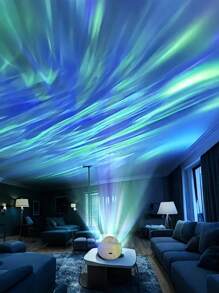 LED 星空螺旋投影夜灯带遥控器，RGB 旋转音乐北极光氛围灯，适用于卧室装饰，桌面星空投影仪，多色灯光显示（带线），节日装饰，节日礼物