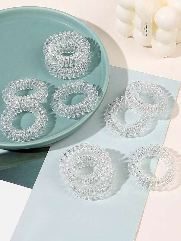 10 piezas de Ligas de Cabello Transparentes, Minimalistas y de Moda, Adecuadas para Todos los Tipos de Cabello, Uso Diario, Sujetadores de Cola de Caballo, Ligas de Cabello, Bandas de Goma para el Cabello, Cuerda para el Cabello