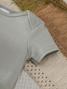 5pcs Baby Girls' Cute Cartoon Short Sleeve Cotton Rompers, Spring/Summer - Baby Pink - View 8