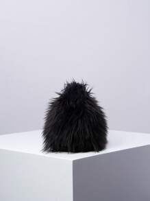 秋季手提包、高端手拿包、新娘派对包、舞会礼服包、毛绒手提包、舞会礼服配饰、节日派对、优雅女士包、婚礼用品 - 黑色 - 查看 4