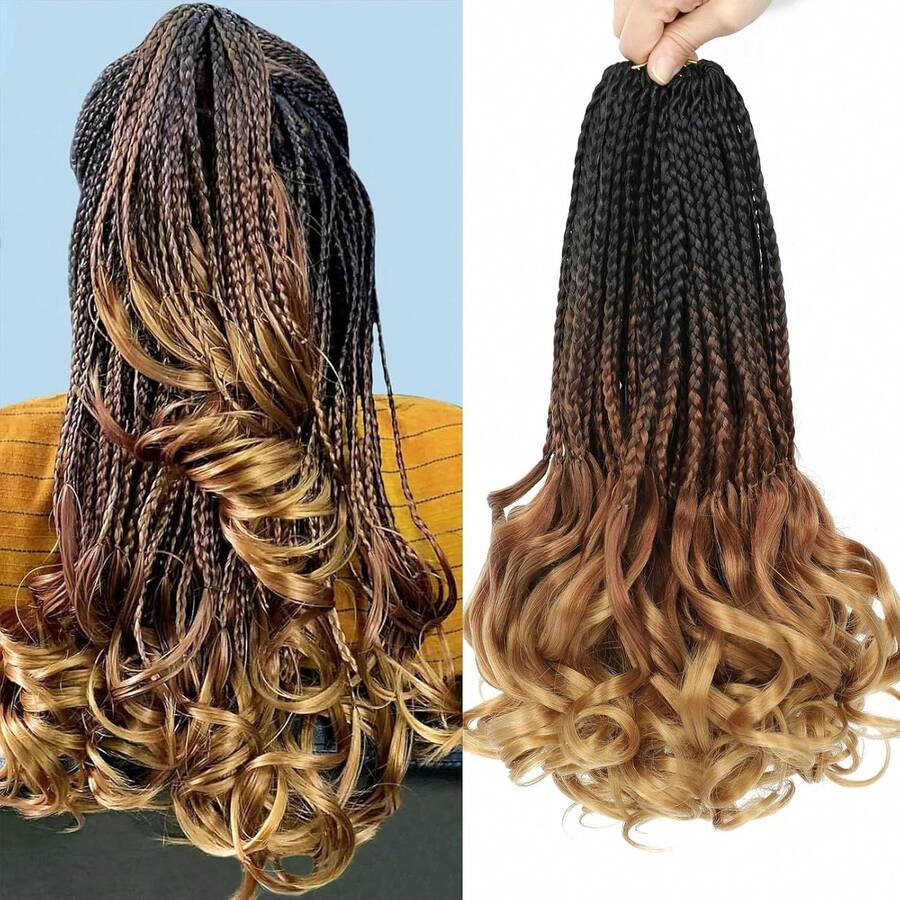 Curly Crochet Hair For Women Goddess Box Braids Crochet Hair Pre Looped French Curl Braiding Hair Crochet Braids 14/18/24 Inch 1/7 Packs French Curls Braids Layered Knotless Braids Hair Extensions, 1B/30/27