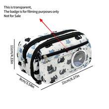 1个极简雪猫图案铅笔盒，大容量学生文具包，卡通可爱零钱包化妆品收纳袋