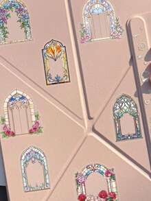 SCXXBSW 50pcs Retro Flower Mirror Stickers Cartoon Graffiti Stickers Decorative Handbooks Water Cups Notebook Luggage Waterproof Stickers - Multicolor - View 9