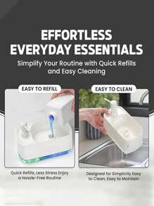 2-In-1 Kitchen Dish Soap & Hand Wash Liquid Dispenser Set, Automatic Foaming Soap Dispenser, Cleaning Brush, Sponge, Dish Cloth Included Kitchen Items Kitchen Accessories Kitchen Tools