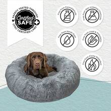 Best Friends By Sheri The Original Calming Donut Dog Bed – Washable Plush Pet Bed For Large Breeds Up To 100 Lbs, Shag Faux Fur, Taupe, Large (36" X 36") - Gray Shag - 查看 2