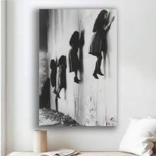 Framed  Witch Sisters In Creepy Dark Academia Gothic Halloween Horror Portrayal Canvas Poster-Occult Scenes & Pagan Black & White Photo-Retro Spooky Vintage Atmosphere-Weird World Of Wiccan Witchcraft