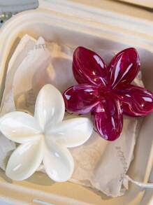 3 pièces Pinces à cheveux fleurs grandes 8 cm/3,15 pouces dégradé rose et vert pour femmes, en plastique léger, mode, élégantes, simples, couleur unie, convenant pour le quotidien, les sorties, les fêtes, les vacances, le chignon, la queue de cheval, le lavage du visage, le maquillage, accessoires vestimentaires, Saint-Valentin