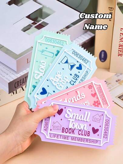 Customized Acrylic Book Tickets, Personalized Book Club Tickets, Customized Bookshelf Display Boards, Personalized Bookshelf Decorations, Book Lovers Gift Book Tickets, Fashionable, Colorful, Cute, Simple, Kawaii, Unique Personalized Customized Gifts, Readers' Birthday Gifts, Book Club Gifts