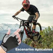 POOST Guantes de ciclismo para hombre y mujer (almohadilla de gel de 5 mm), de medio dedo, para ciclismo, levantamiento de pesas, gimnasio, motociclismo, remo y deportes al aire libre. - Negro - Ver 7