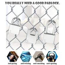 1pc Stainless Steel Anti-Theft Padlocks & 4 Keys, Extra Long Shackle, Front Door Lock, Square Leaf Padlock, Cabinet Lock, Drawer Lock, Dorm Room Lock, Universal Hardware Accessories - Silver - View 9