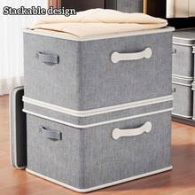 3 PIEZAS Caja de almacenamiento de gran tamaño con tapa, caja de almacenamiento de ropa de temporada plegable, caja de almacenamiento de artículos varios para debajo de la cama, el asa está reforzada para un fácil manejo, diseño apilable para ahorrar espacio de almacenamiento, adecuado para dormitorios, habitaciones, salas de estar, armarios, debajo de la cama, suministros de almacenamiento, decoración de habitaciones - Multicolor - Ver 4