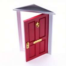 1件迷你木制精灵门模型微缩模型仿真家具模型娃娃屋DIY配件万圣节圣诞节礼物 - 彩色 - 查看 5