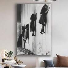 Framed  Witch Sisters In Creepy Dark Academia Gothic Halloween Horror Portrayal Canvas Poster-Occult Scenes & Pagan Black & White Photo-Retro Spooky Vintage Atmosphere-Weird World Of Wiccan Witchcraft