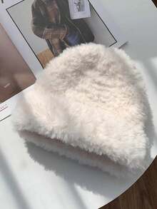 女士厚保暖内衬人造毛皮护耳针织帽，百搭休闲涤纶柔软无檐便帽，秋冬 - 帽子 - 查看 7