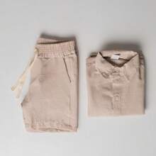 KIT 2 Conjunto Infantil Linho Camisa e Short Menino 4 Peças