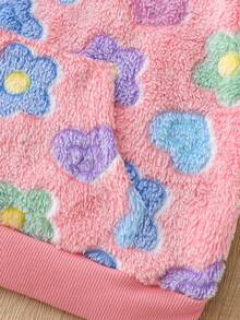 Kleine Mädchen Blumen Flanell Hoodie und Hose Lässig outfit - Pink - Übersicht 7