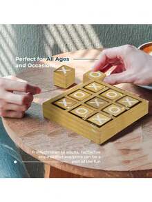 Classic Wooden XO Play Set With 9 Bricks And A Base - Perfect For Family Game Night And Home Decoration | Perfect For Holiday Parties, Coffee Tables, Living Rooms, Christmas And New Year Gifts - Multicolor - View 4