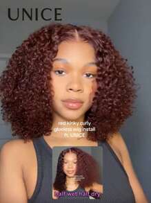 UNice Hair Reddish Brown Afro Kinky Curly Wig 7x5 Pre Cut Pre Bleached Pre Plucked Bye Bye Knots Wear Go Glueless Wig 180% Density Lace Front Wigs For Women