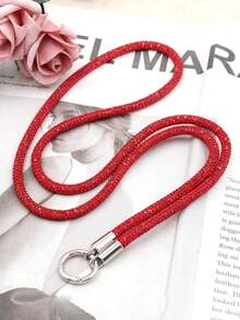 1pc Long Rhinestone Dual Buckle Lanyard Necklace For Women, Minimalist & Fashionable Phone Strap, Anti-Lost & Anti-Drop (Random Style Pad Included)