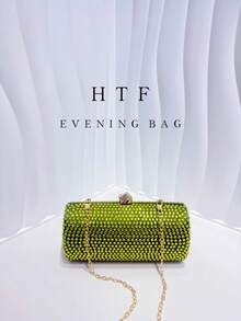 1 件橄榄绿迷人、优雅、精致、安静奢华亮片、时尚、闪亮闪光装饰链条盒包、礼品包、完美的新娘钱包，适合婚礼、舞会和派对活动晚宴包、派对女孩晚宴包、女士