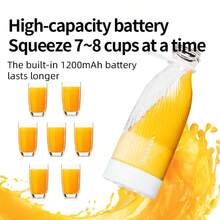 SMEGGEMS Multifunctional Wireless Portable Juicer, Dual Cup Design With Fresh Juice Cup, USB Rechargeable, Multi-Blade Fast Juicing, Smooth Juice, Home, Kitchen And Travel Fruit Blender - White - View 10