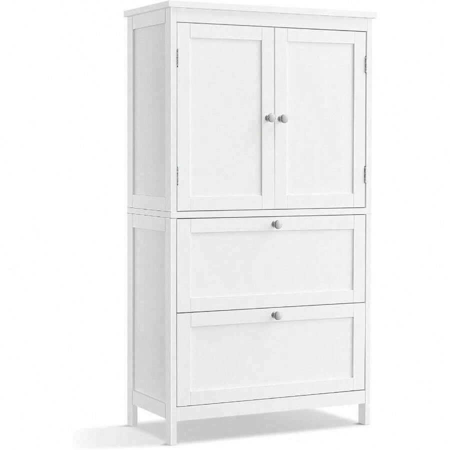 Bathroom Cabinet Bathroom Cabinet Kitchen Cabinet Storage Cabinet With 2 Doors And 2 Drawers Adjustable Shelf 30 X 60 X0 Cm Classic White BBC551P31 - 經典白 - 查看 1