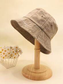 DareSee 1顶女士纯色水洗渔夫帽，可折叠做旧钓鱼帽，户外遮阳，男女通用款，适合日常佩戴和音乐节等场合 - 純色 - 查看 5