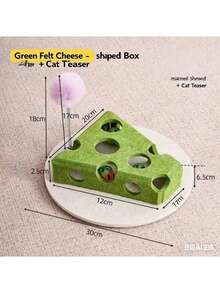 Juguete de rompecabezas para gatos, caja de juguetes para gatos, rompecabezas para gatos, juguete interactivo para gatos, caja de rompecabezas de golosinas para gatos con juego de laberinto de fieltro suave, caja de juguetes, adecuado para gatos de interior (verde) - Multicolor - Ver 4