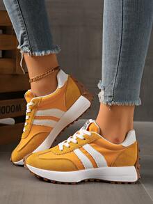 Retro Thick Sole Sneakers, Thickened Upper, Suitable For Running, Women - Kuning - View 2