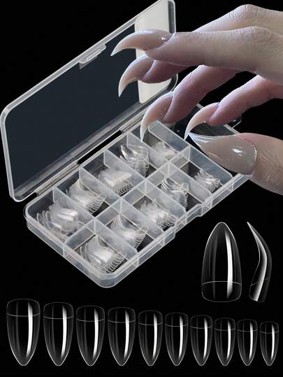 New Eagle Claw Nail-Forms 100pcs 10 Sizes Crystal Extension Tips For Quick Gel Nails Paperless Half Cover Nail Art Kit With Claw Shaped Design Salon DIY Use Nail Supplies