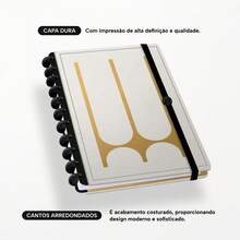 ISCOOL Hardcover Notebook With Monogram Minimal Profile, Letter W - White and Gold - View 8