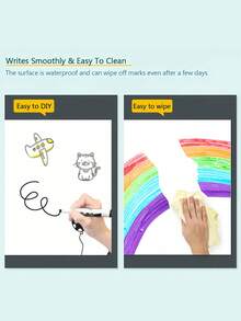 1 rollo de papel tapiz autoadhesivo de pizarra blanca, superficie escribible para escuela, oficina, hogar - fácil de instalar, patrón de coincidencia al azar - Blanco - Ver 5