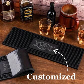 Customizable Silicone Bar Mat For Countertop, Personalized Bar Mat, Coffee & Cocktail Coaster, Home Bar Accessory, Artistic Rubber Drink Coaster, Gift For Father, Boyfriend, Custom Coaster, Multi-Functional, Durable, Ornamental, Reusable, Exquisite, Stylish