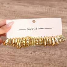 1 Pair/10 Pairs/40 Pairs Oversized New Style Gold-Color CCB Minimalist Resin Fashion Earring Set, Suitable For Daily Wear (Plastic Material) (Not Metal) (Inexpensive Material) (Rough Workmanship) (Discrepancy Between Picture And Actual Size, Color) Customers Who Prefer Quality Earrings Should Purchase Cautiously