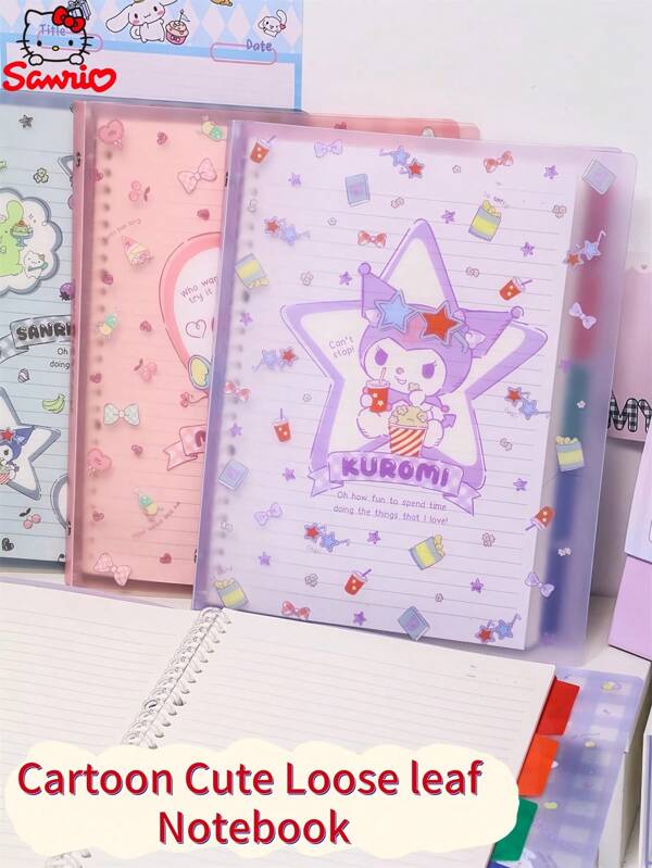 Sanrio Nuovo quaderno a fogli mobili Sanrio, copertina rimovibile di alta qualità e impermeabile, design carino e minimalista, grande capacità, creativo