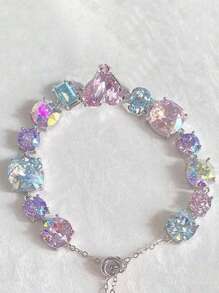 1 件青少年珠宝双圈紫水晶手链小众艺术蝴蝶仙子时尚手链珠宝