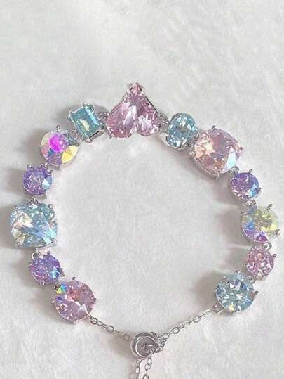 1 件青少年珠宝双圈紫水晶手链小众艺术蝴蝶仙子时尚手链珠宝