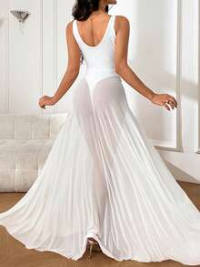 WOWDARK Women's Winter V-Neck Mesh A-Line Slip Dress, Elegant Party Dress Suitable For Valentine's Day, Dates, Gatherings, Parties, Travel, Vacation, Beach And Other Occasions