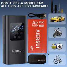1个车载轮胎充气泵，便携式空气压缩机，有线/无线双用，7.4V/DC12V，150PSI，带数字压力表，快速充气和自动断电，带LED灯，适用于汽车/摩托车/自行车/篮球，汽车配件，礼品。2000mAh 7.4V/DC12V（注意：有线型号不含电池）
