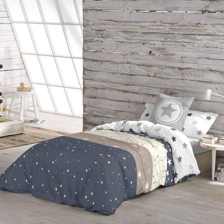 COOL KIDS - Reversible Printed Children's Duvet Cover - ✅ Delivery 2-5 Days ✅ - 100% Cotton - Extra Soft - Includes Duvet Cover + 1 Pillowcase - Bed 90/105 Cm - Made In Spain - Indigo - View 1