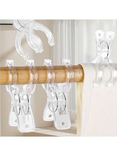4pcs ABS Plastic Clothespins, Transparent Windproof Clothespins, Towel Holder, Household Accessories For Dryer, Clothespins, Clothes Pins
