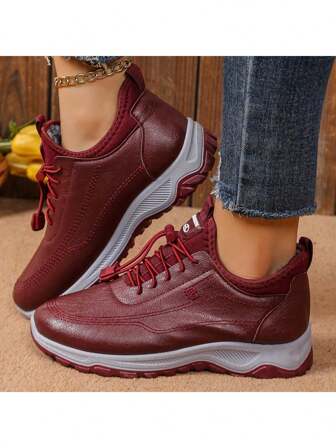 2024 冬季女士厚底冬鞋中老年保暖内衬软底防滑防水保暖靴