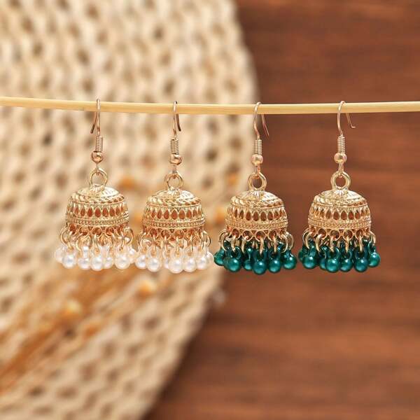 1Pair, Light Luxury Retro Classic Tassel Small Round Bead Earrings, Pendants, Earrings, And Exotic Retro Style, Exaggerated Earrings, Asymmetric Mesh For Women, Creative Personalized, And Simple, Fresh And Sweet For Women, Versatile, Exquisite And Fashionable Jewelry Earrings, High-End Design, Ear Rings, Ear Buckles, Ear Hooks, Ear Clips