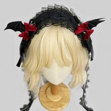 1pc/Set Women's Colorful Butterfly Decor & Wide Lace Headband Hair Accessories, Suitable For Daily Wear And Cosplay, Cute Style, Made Of Polyester And Spandex Halloween Valentine's Day