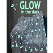 Glow In The Dark Throw Blanket Galaxy Stars Pattern Super Soft Fuzzy Plush Flannel Grey Blanket For Boys Girls Gifts Glow In The Dark Space Blanket 150 X 180 Cm (Universe) - Gray Galaxy Star - View 3